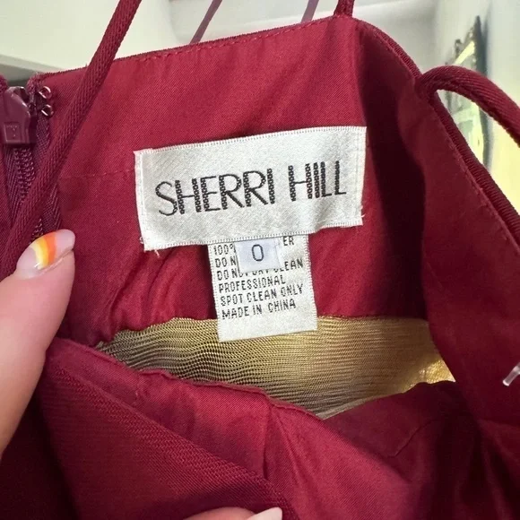 NWT Sherri Hill S15468 Burgundy Mini Dress Size 0 Strappy - Picture 6 of 6